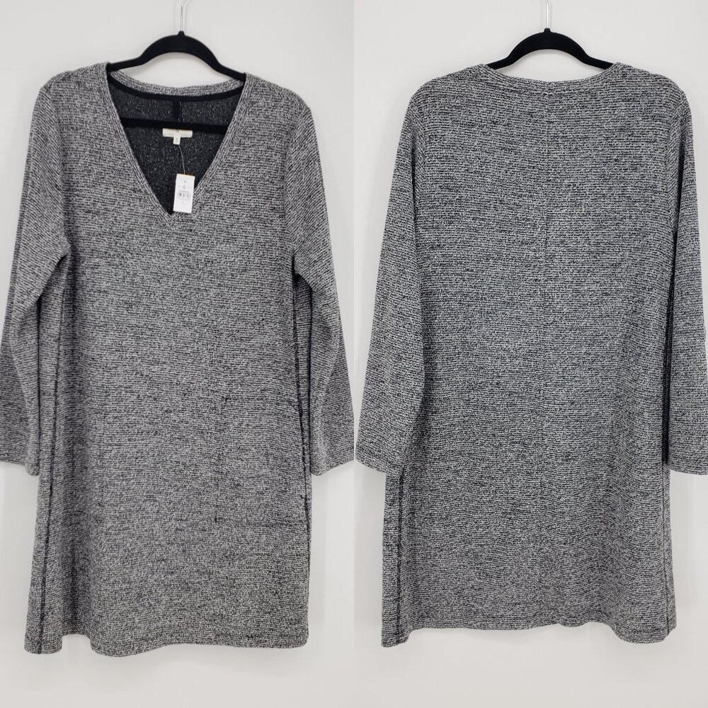 Lou & Grey Heathered Gray Long Sleeve V-Neck Dress